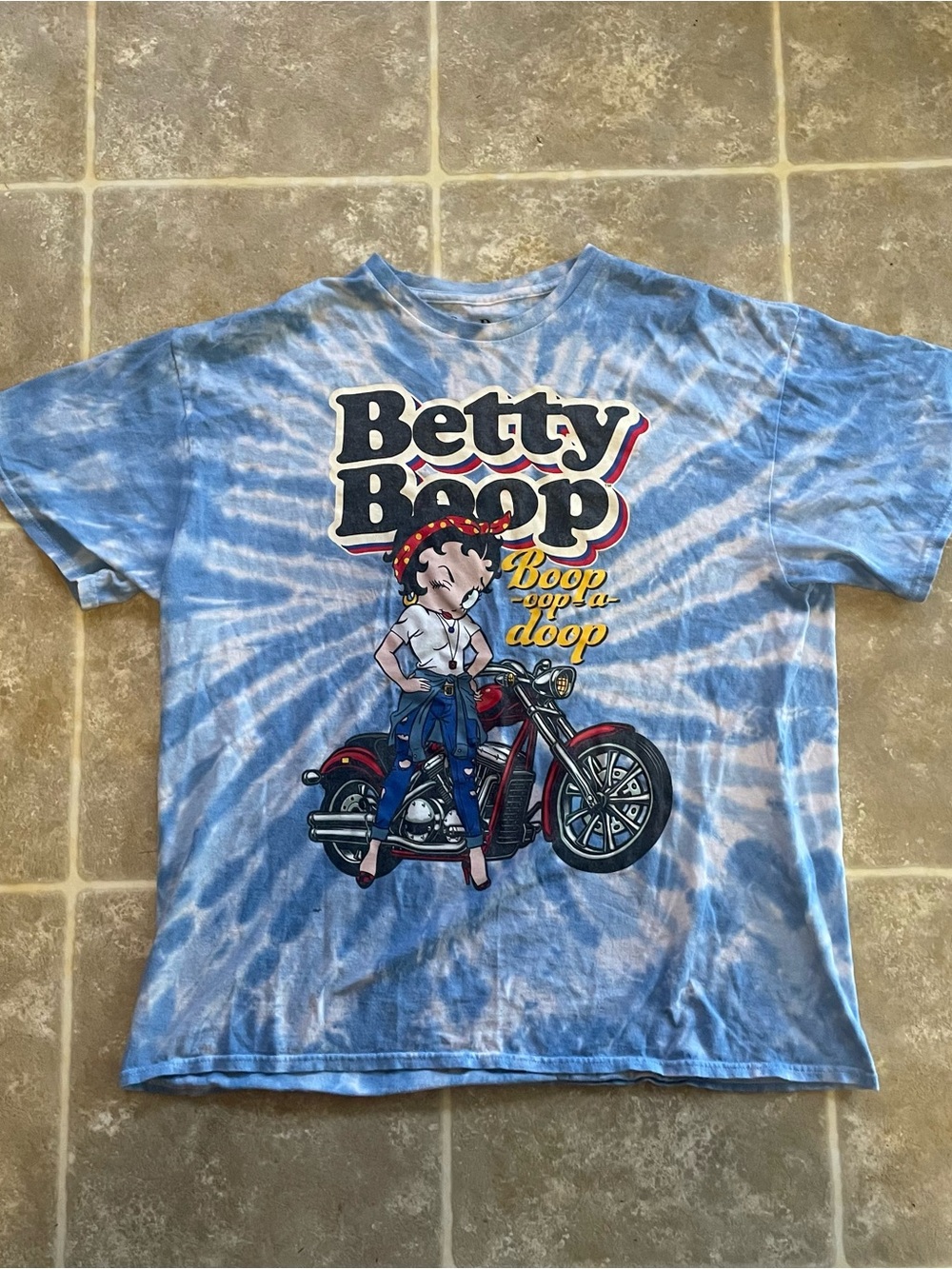 Betty Boop Blue Tie-Dye Motorcycle Graphic Tee